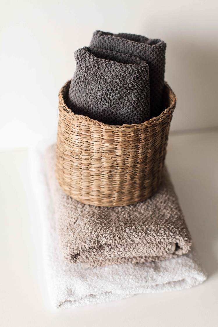 Wicker Basket with Towels
